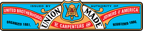 The label of the United Brotherhood of Carpenters and Joiners